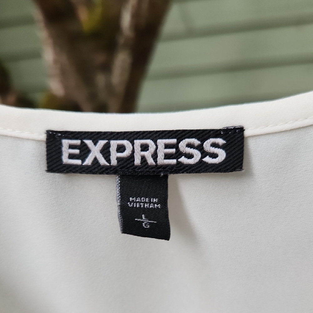 Express White Ruffle Lace-Up Blouse - Picture 2 of 4